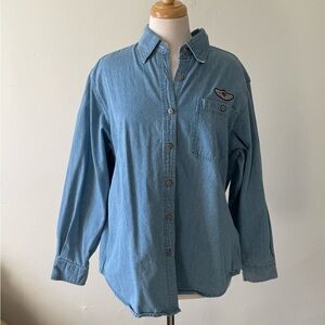 Harley-Davidson 100th Anniversary Denim Shirt (2003) | Embroidered Back | Size L